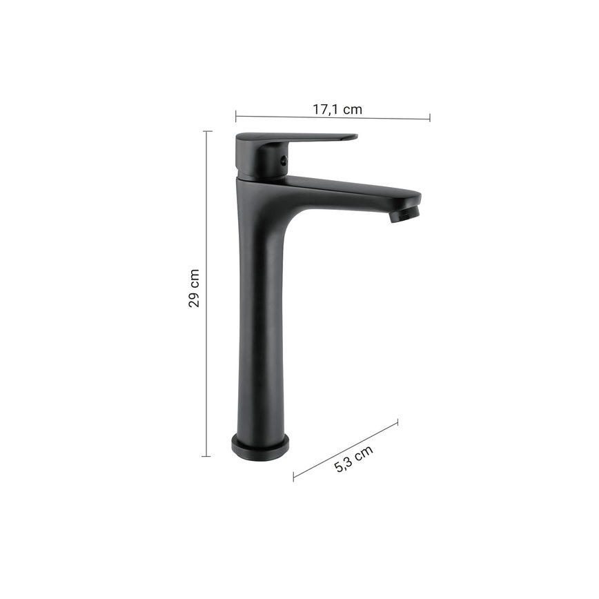 Gedy - praustuvo maišytuvas COMO 29 cm matinė juodos spalvos