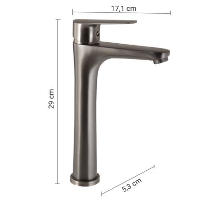 Gedy - Praustuvo maišytuvas COMO 29 cm metalinė pilka