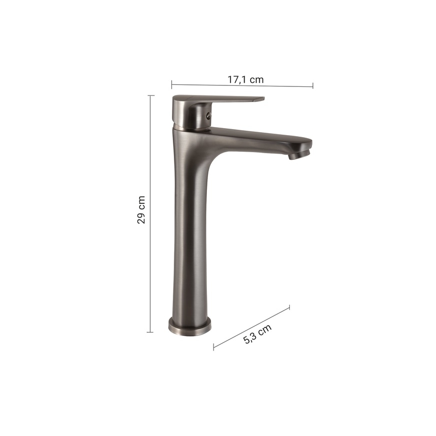 Gedy - Praustuvo maišytuvas COMO 29 cm metalinė pilka