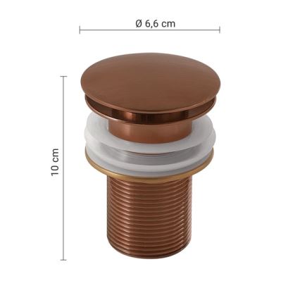 Gedy - praustuvo nutekėjimo vožtuvas CLICK-CLACK Ø 6,6 cm, bronzos spalvos