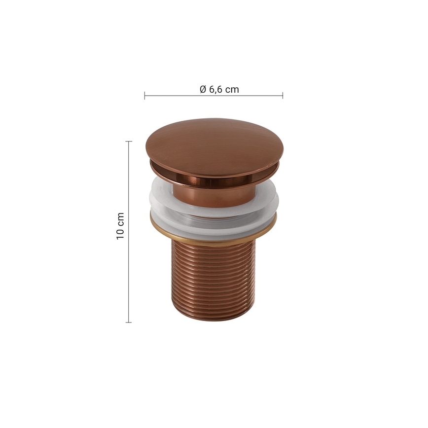 Gedy - praustuvo nutekėjimo vožtuvas CLICK-CLACK Ø 6,6 cm, bronzos spalvos
