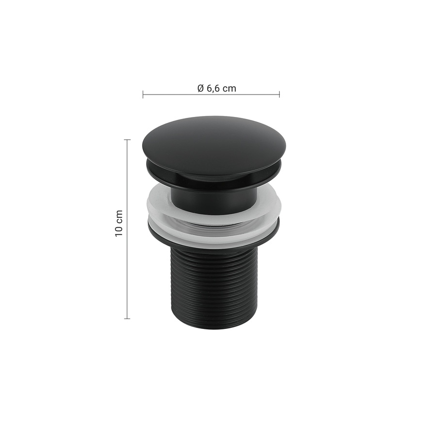Gedy - Praustuvo uždarymo mechanizmas CLICK-CLACK skersmuo 6,6 cm matinė juoda