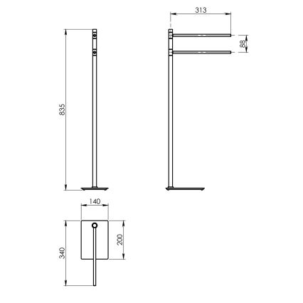 Gedy - Rankšluosčių stovas TRILLY 83,5 cm matinė juoda/bambukas