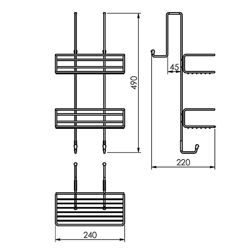 Gedy - Sieninė dušo lentyna CHROM LINE 49x24 cm matinė juoda