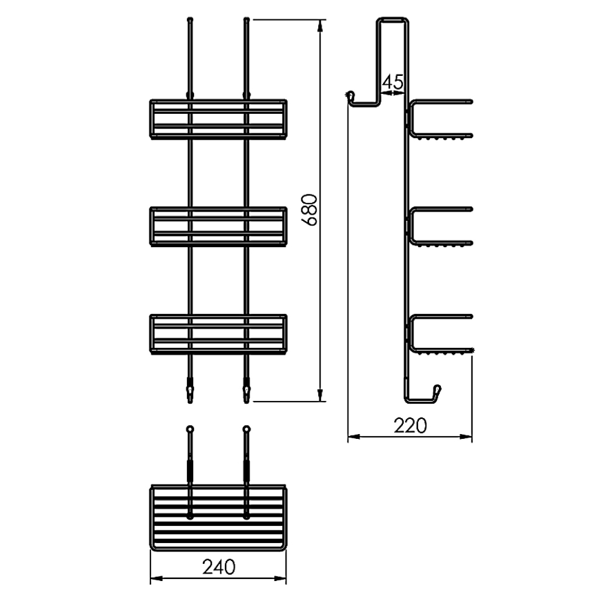 Gedy - Sieninė dušo lentyna CHROM LINE 68x24 cm blizgus chromas