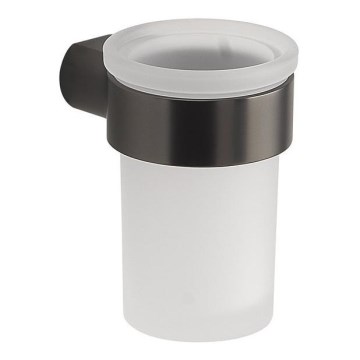 Gedy - Sieninis dantų šepetėlių laikiklis PIRENEI, pieniško stiklo/metališkai pilkos spalvos