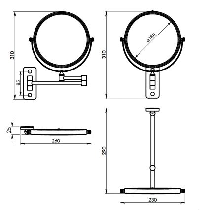 Gedy - Sieninis kosmetinis veidrodis GAIA blizgus chromas