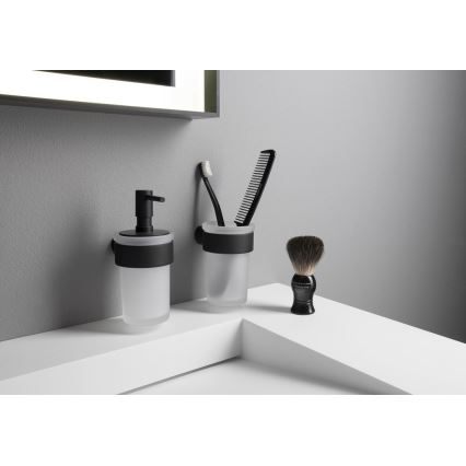 Gedy - Sieninis muilo dozatorius PIRENEI 110 ml pieninis stiklas/matinė juoda