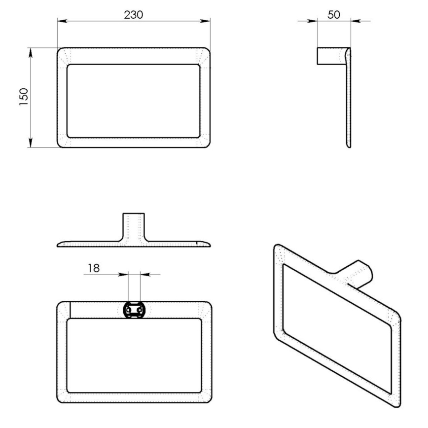 Gedy - Sieninis rankšluosčių laikiklis PIRENEI 15x23 cm blizgus chromas