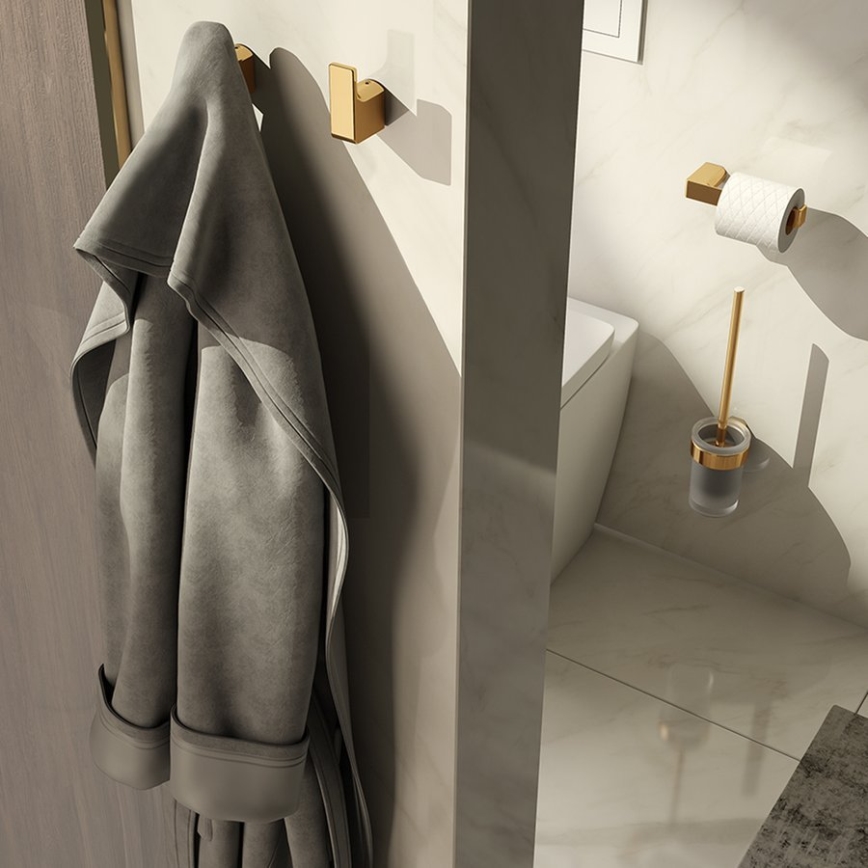 Gedy - Sieninis WC šepetys PIRENEI matinio stiklo/auksinis