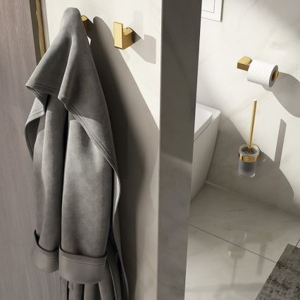 Gedy - Sieninis WC šepetys PIRENEI pieniškas stiklas/matinė auksinė