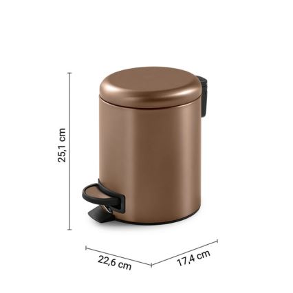 Gedy - Šiukšliadėžė POTTY 3 l su lėtu uždarymu, bronzinė