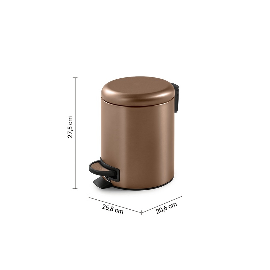 Gedy - šiukšliadėžė POTTY 5 l su lėtu uždarymu, bronzinė