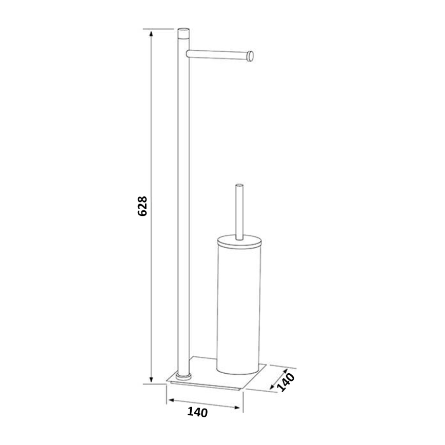 Gedy - Stovintis tualeto šepetys su tualetinio popieriaus laikikliu TRILLY matinė juoda/bambukas