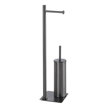 Gedy - stovintis WC šepetys su tualetinio popieriaus laikikliu TRILLY, metalinė pilka