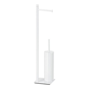 Gedy - TRILLY pastatomas tualeto šepetys su tualetinio popieriaus laikikliu, matinės baltos spalvos