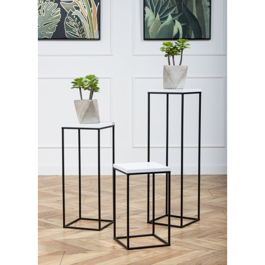 Gėlių stovas BASICLOFT 60x24 juoda/balta