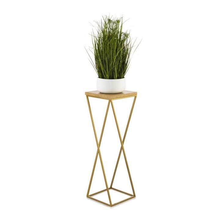 Gėlių stovas LOFT 70x24 cm auksinis/rudas