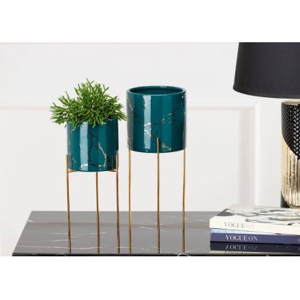 Gėlių stovas NILA 28x11 cm žalia/auksinė