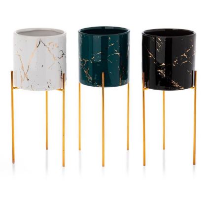 Gėlių stovas NILA 28x11 cm žalia/auksinė