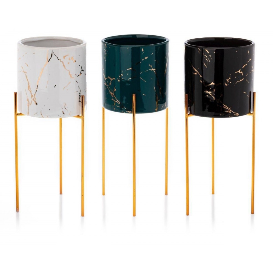 Gėlių stovas NILA 28x11 cm žalia/auksinė