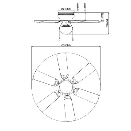 Globo 0307 - Lubinis ventiliatorius UGO 1xE27/60W/230V