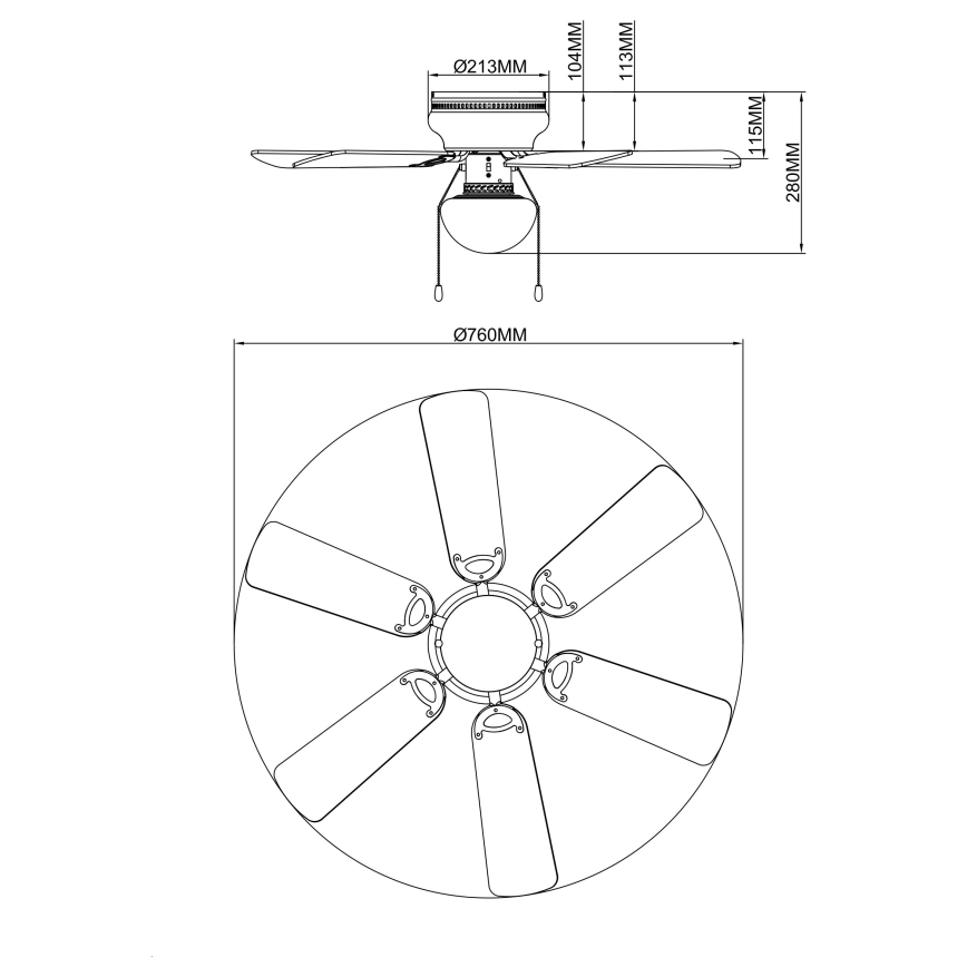 Globo 0307 - Lubinis ventiliatorius UGO 1xE27/60W/230V