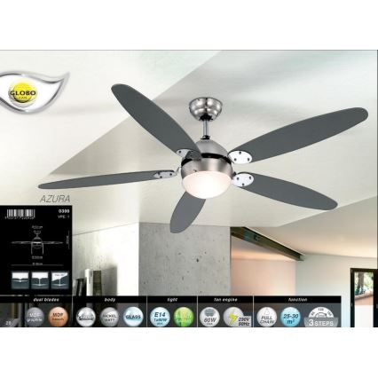 Globo 0308 - Lubinis ventiliatorius AZURA 1xE14/60W/230V