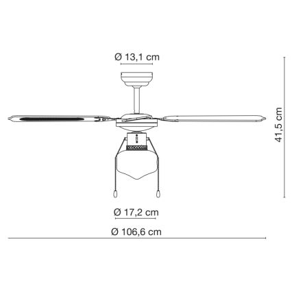 Globo 0309 - Lubinis ventiliatorius CHAMPION 1xE27/60W/230V