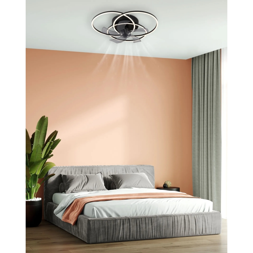 Globo - reguliuojamas LED lubų ventiliatorius LED/40W/230V 3000-6500K juodas + nuotolinis valdymas