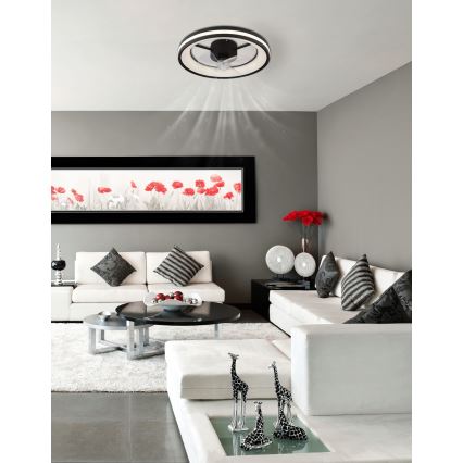 Globo - LED Pritemdomas lubinis šviestuvas su ventiliatoriumi LED/30W/230V 2700-6500K juodas + nuotolinio valdymo pultas