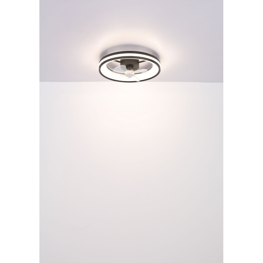 Globo - LED Pritemdomas lubinis šviestuvas su ventiliatoriumi LED/30W/230V 2700-6500K juodas + nuotolinio valdymo pultas