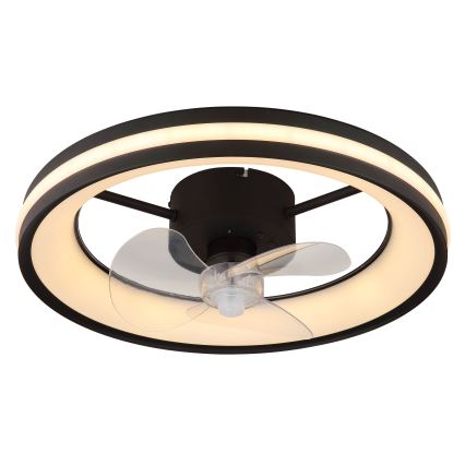 Globo - LED Pritemdomas lubinis šviestuvas su ventiliatoriumi LED/30W/230V 2700-6500K juodas + nuotolinio valdymo pultas