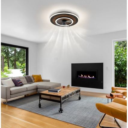Globo - Dimeriuojamas LED lubinis ventiliatorius LED/36W/230V 2700-6000K juodas + nuotolinis valdymas