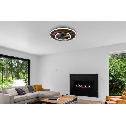 Globo - Dimeriuojamas LED lubinis ventiliatorius LED/36W/230V 2700-6000K juodas + nuotolinis valdymas