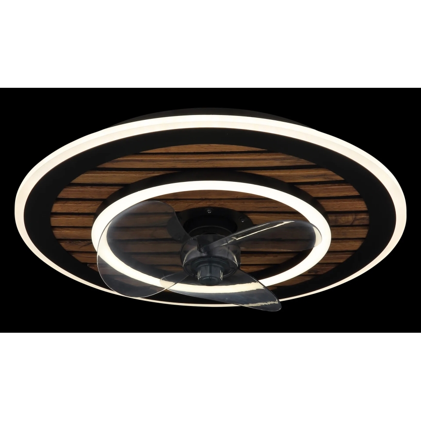 Globo - Dimeriuojamas LED lubinis ventiliatorius LED/36W/230V 2700-6000K juodas + nuotolinis valdymas