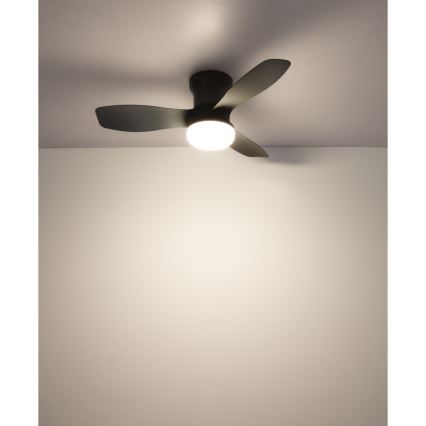 Globo - Reguliuojamas lubinis ventiliatorius LED/15W/230V 2700-6500K juodas + nuotolinis valdymas