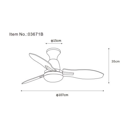 Globo - LED Reguliuojamas lubinis ventiliatorius LED/22W/230V 3000/4500/6000K + nuotolinio valdymo pultas