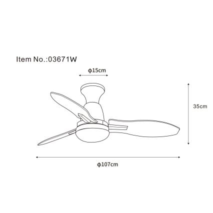 Globo - LED Reguliuojamas lubinis ventiliatorius LED/22W/230V 3000/4500/6000K + nuotolinio valdymo pultas