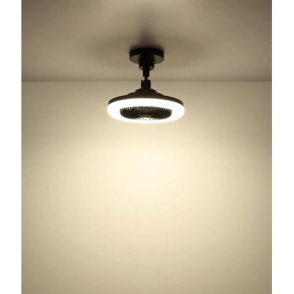 Globo - LED reguliuojamo ryškumo lubinis ventiliatorius LED/20W/230V 3000-6500K juodas + nuotolinis valdymas