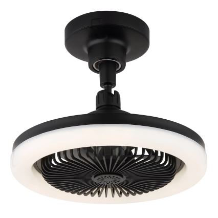 Globo - LED reguliuojamo ryškumo lubinis ventiliatorius LED/20W/230V 3000-6500K juodas + nuotolinis valdymas