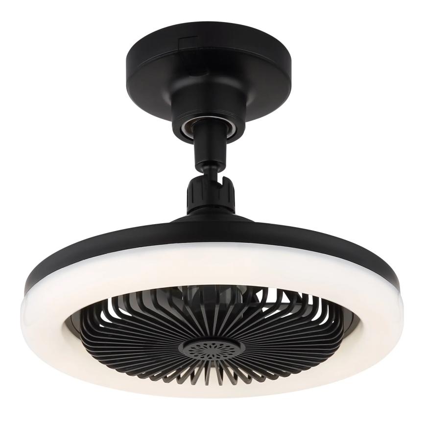 Globo - LED reguliuojamo ryškumo lubinis ventiliatorius LED/20W/230V 3000-6500K juodas + nuotolinis valdymas