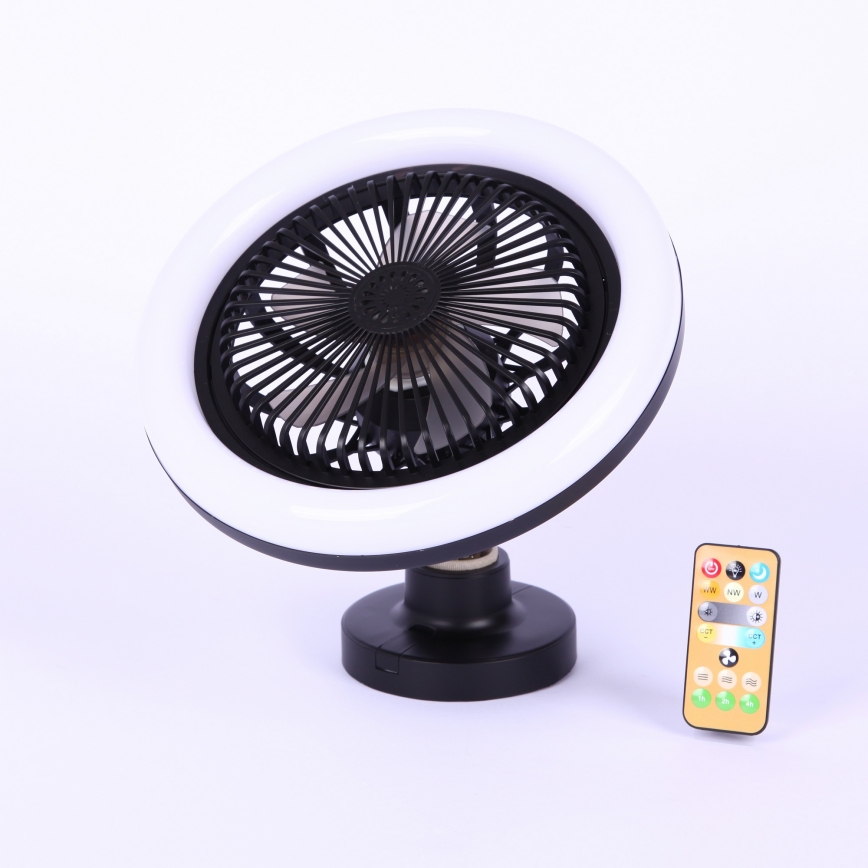 Globo - LED reguliuojamo ryškumo lubinis ventiliatorius LED/20W/230V 3000-6500K juodas + nuotolinis valdymas