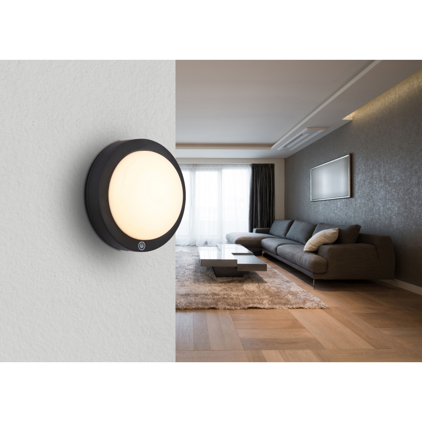 Globo - LED įkraunamas jutiklinis sieninis šviestuvas LED/1,2W/3,7V skersmuo 15 cm 1800 mAh juodas