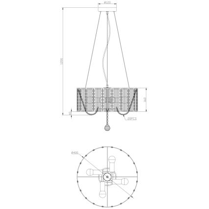 Globo - Pakabinamas krištolinis sietynas 4xE14/40W/230V