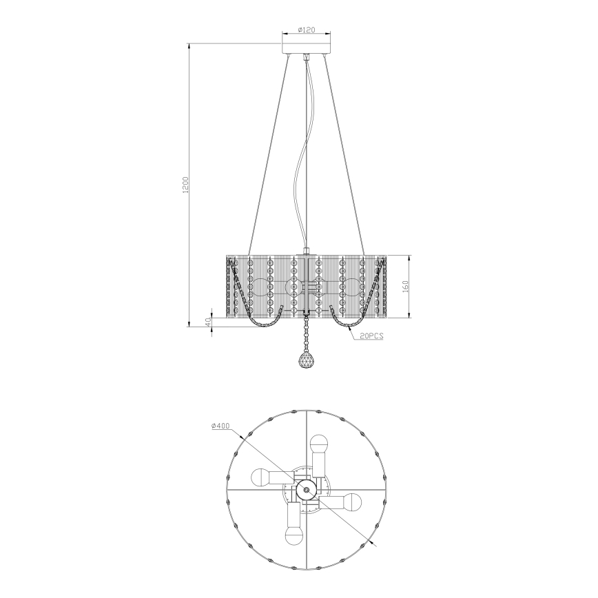 Globo - Pakabinamas krištolinis sietynas 4xE14/40W/230V