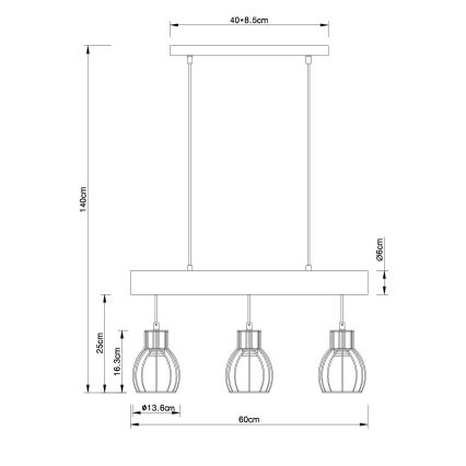 Globo - Pakabinamas sietynas 3xE27/60W/230V