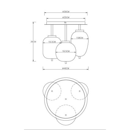 Globo - Ant pagrindo montuojamas sietynas 3xE14/40W/230V juodas