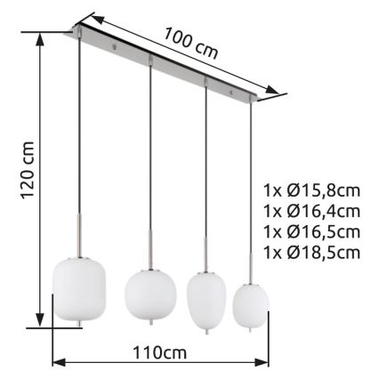 Globo - Pakabinamas sietynas 4xE14/40W/230V balta