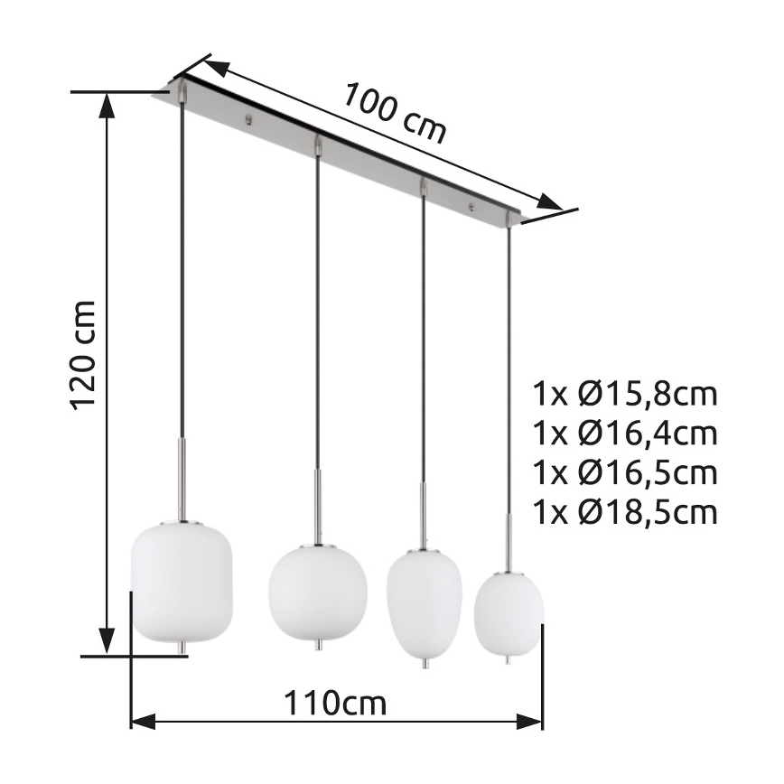 Globo - Pakabinamas sietynas 4xE14/40W/230V balta